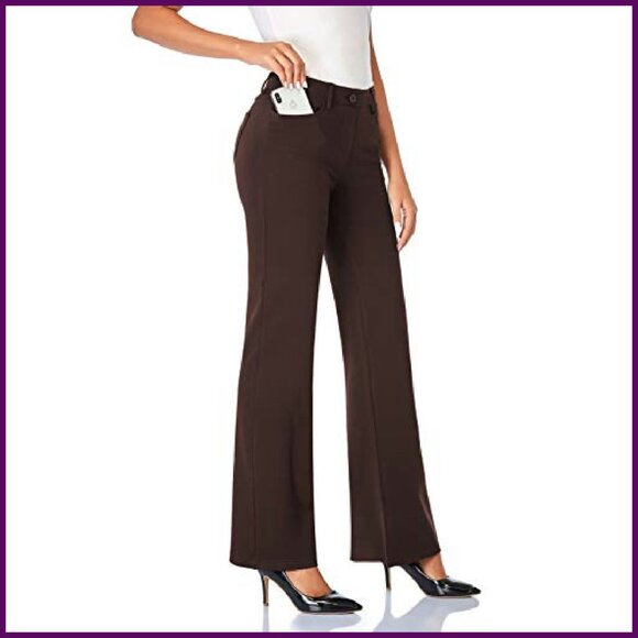 Stretchy Bootcut Dress Pants with Pockets for Office Work Business - Picture 2 of 8
